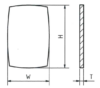 Glass, rectangle, rounded(Squircle), double dome, H = 26,46 mm