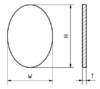 Glass, oval, flat, H = 16,00 mm